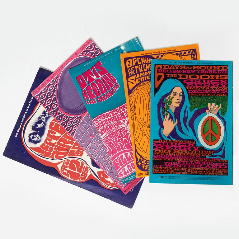 Wes Wilson, a set of 5 postcards, West Coast Lithograph; Tea Lautrec Posters & Creative Lithograph, USA.