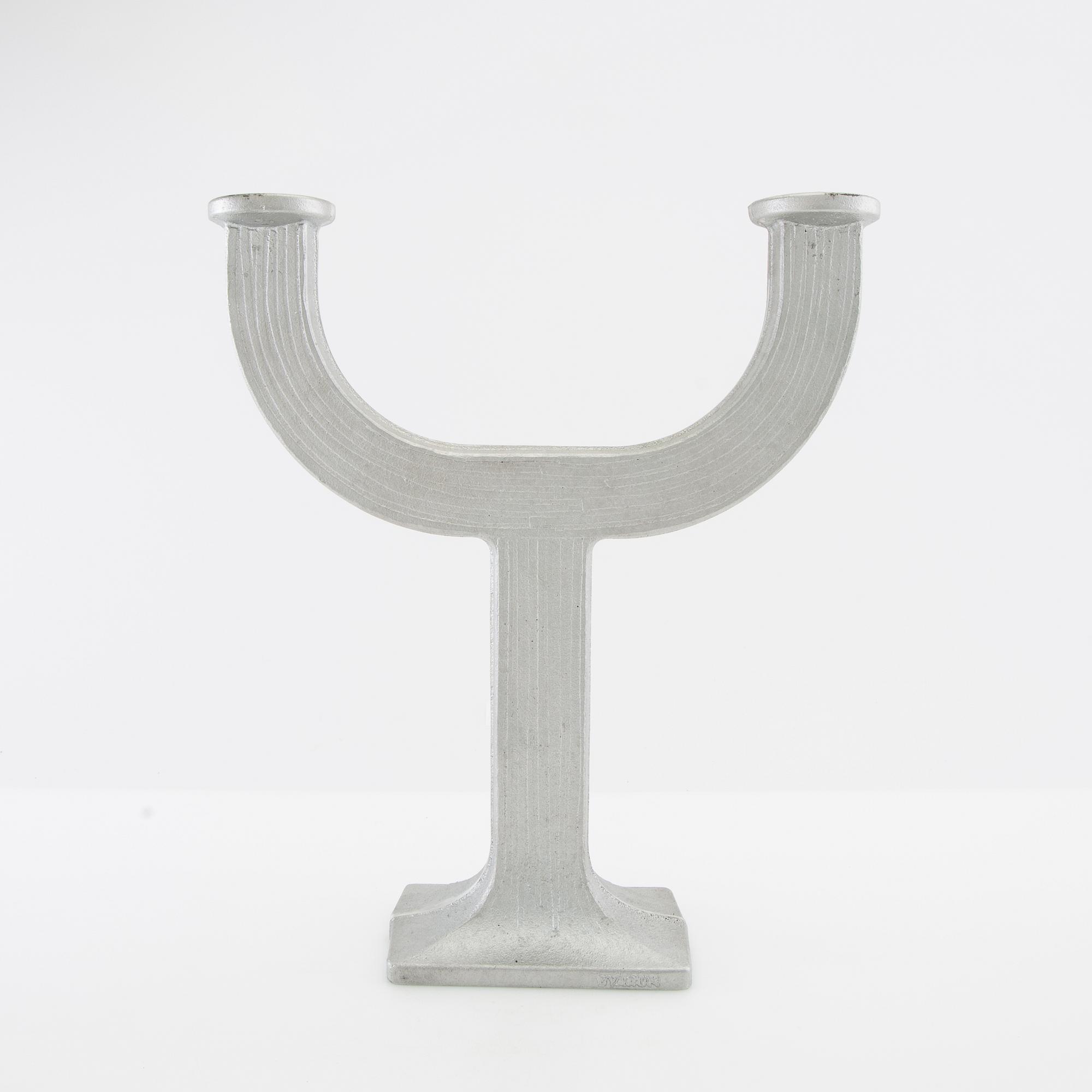 Signe Persson-Melin, candelabrum "Salut" for Byarums Bruk, late 20th century, cast aluminium.