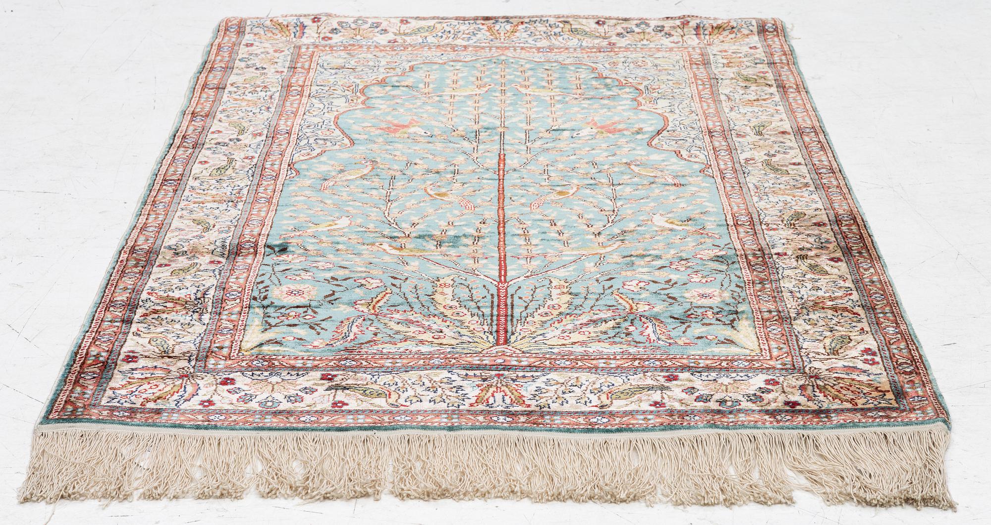 Carpet, silk approximately 125 x 90 cm.