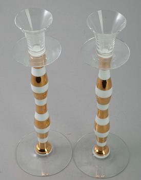 LJUSSTAKAR, glas, "Celeste", sign AN DV. Orrefors, 1900-talets senare hälft.