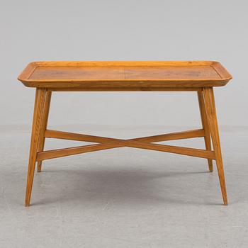 An oak and burr birch coffee table, 1940's.