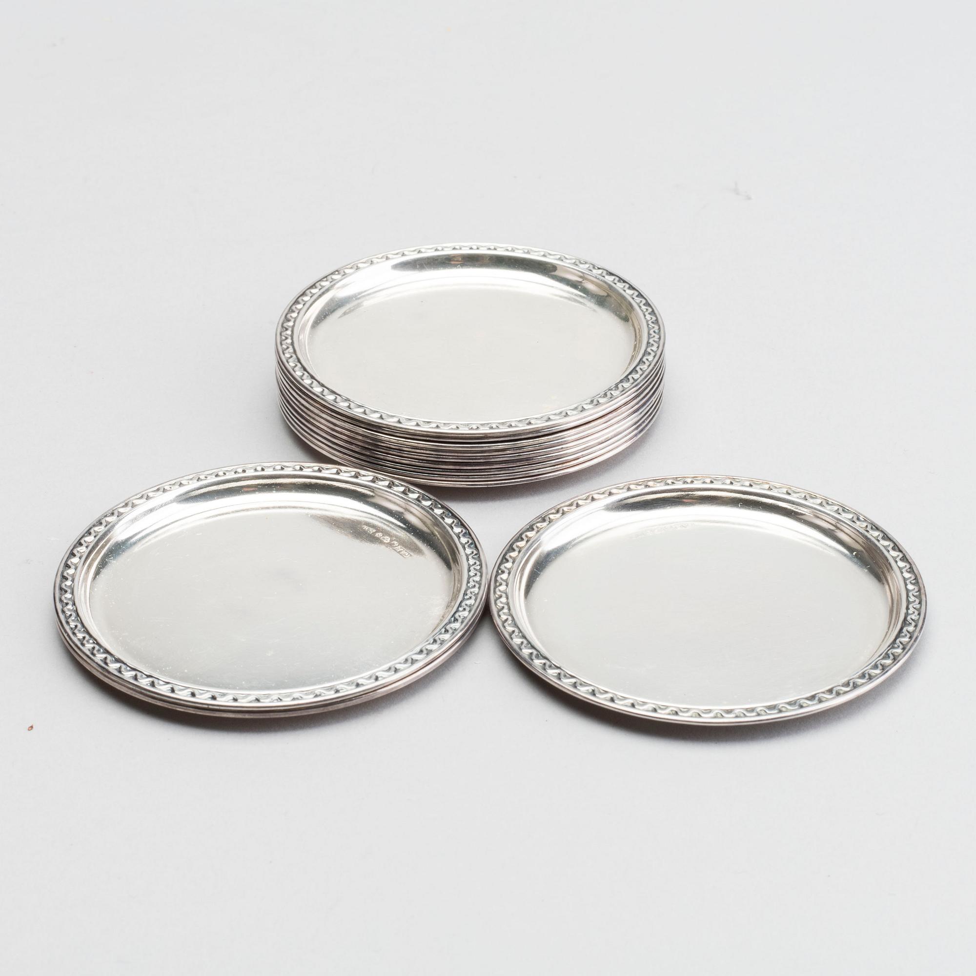 A set of 12 pcs of coasters silver, GAB, Stockholm, 1963,