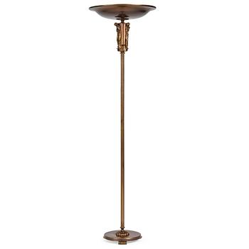 Atelier Torndahl, attributed to, a Swedish Grace brass uplight, 1930-1940s.