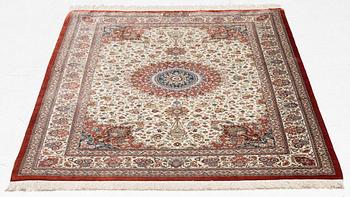 A silk Qum, Central Persia, signed Jashmedi c. 141 x 103 cm.