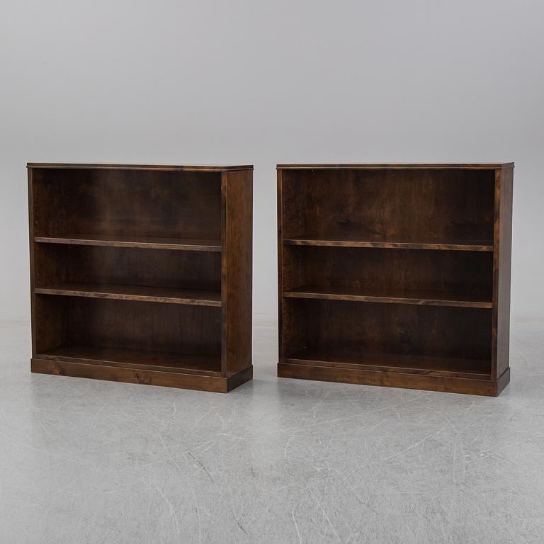 A pair of 1940's stained birch book cases.