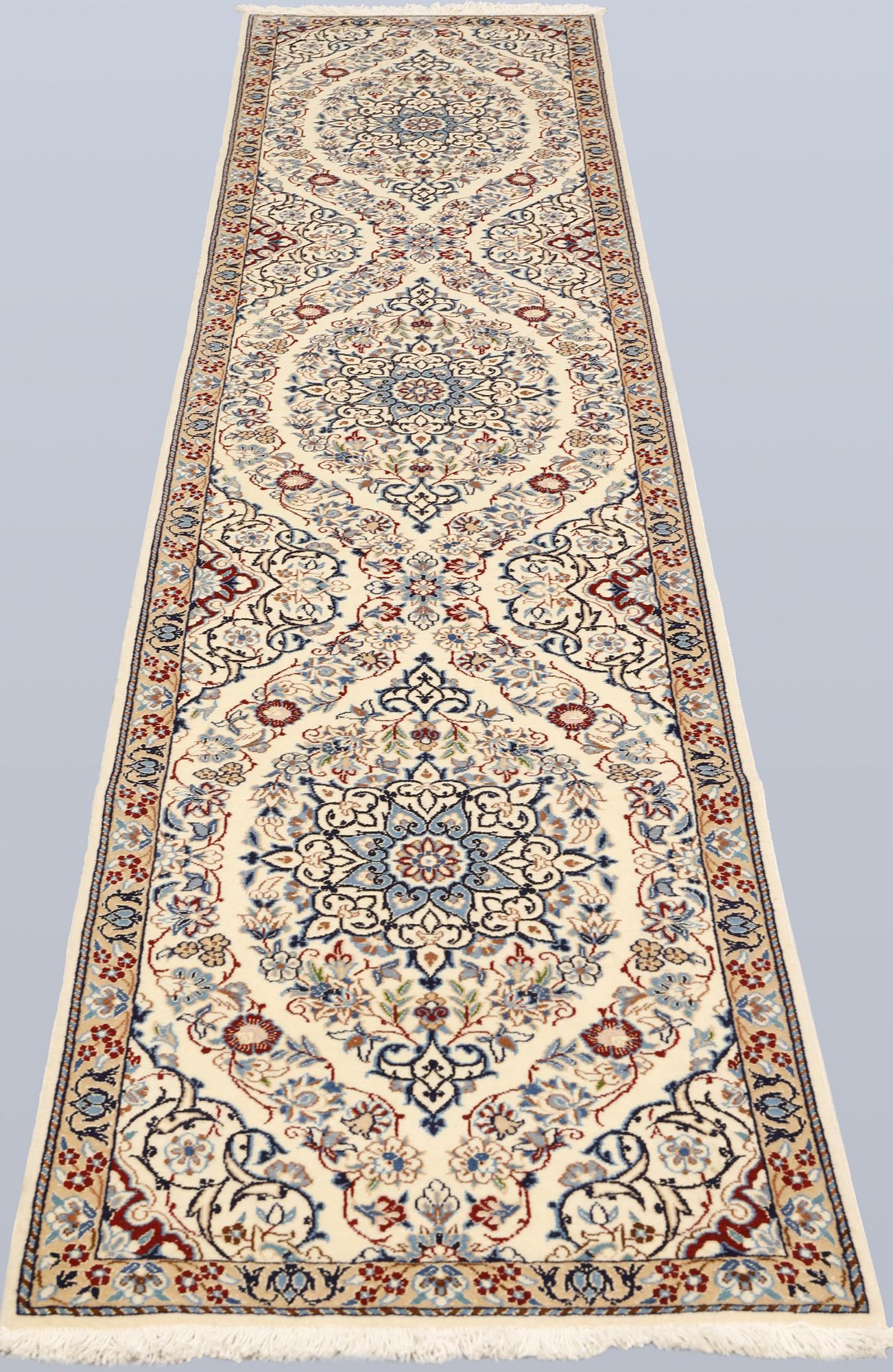 Gallery carpet, Nain, part silk, so-called 9LAA, ca  287 x 60 cm.