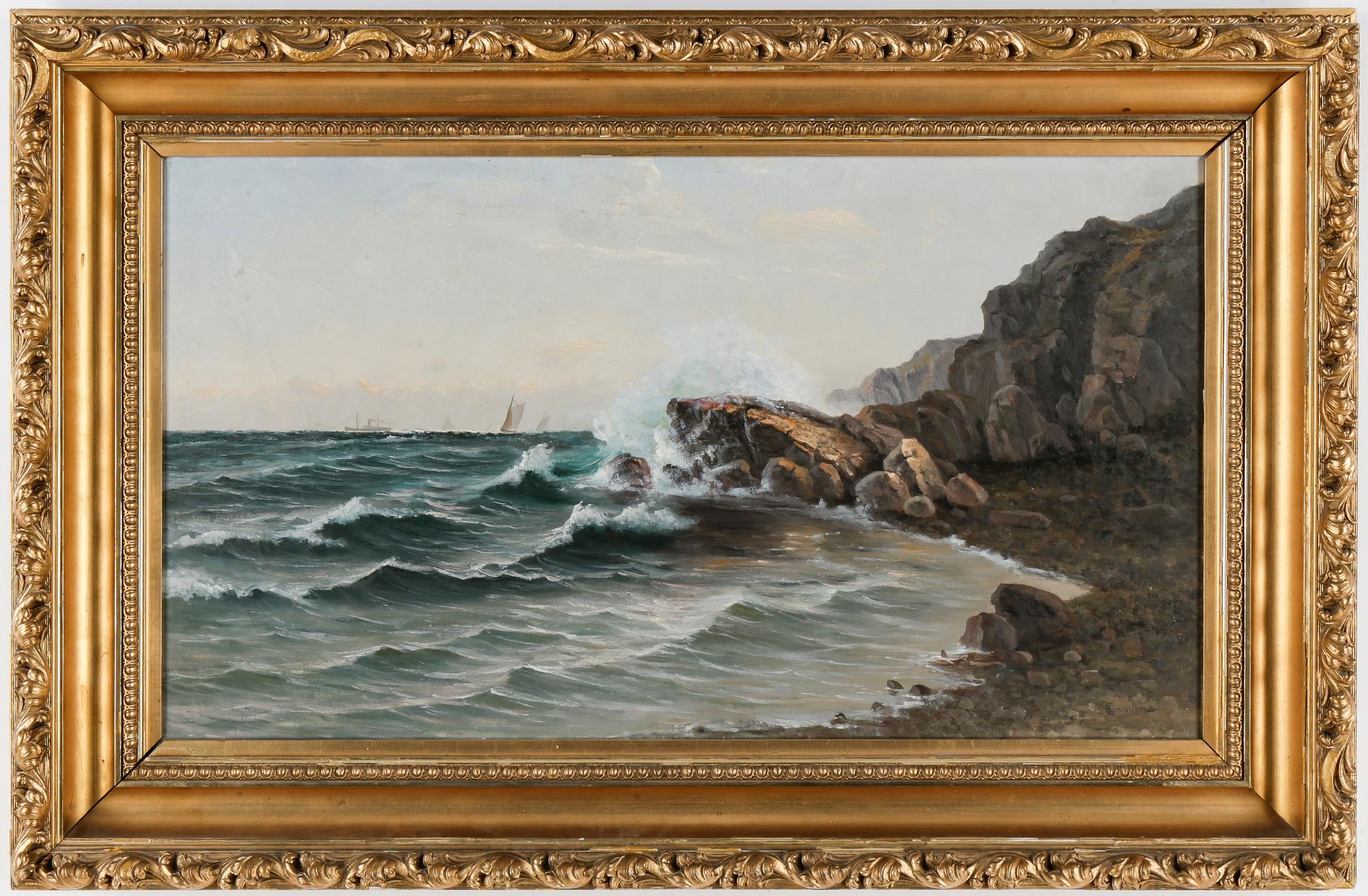 OKÄND KONSTNÄR, olja på duk, 1900-talets början. Signerad C Lindström.