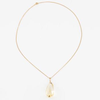Hänge med kedja, 18K guld med brioletteslipad citrin.