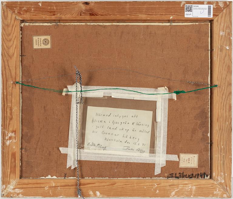 GUNNAR LÖBERG, oil on panel, signed and dated on verso 1949.
