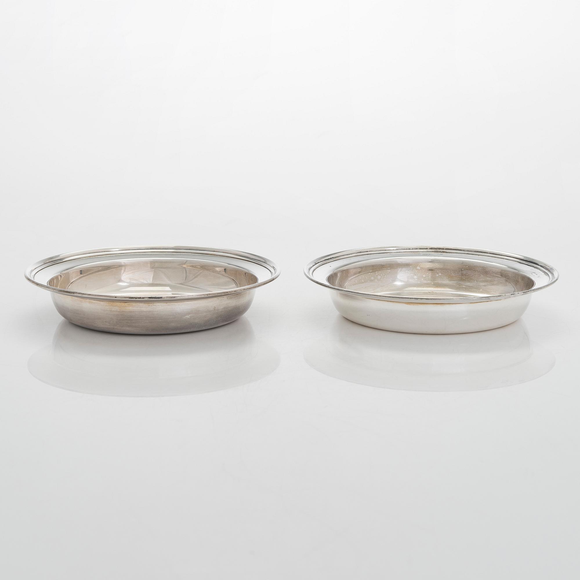 A pair of Danish sterling silver decanter coasters, maker's mark FB.