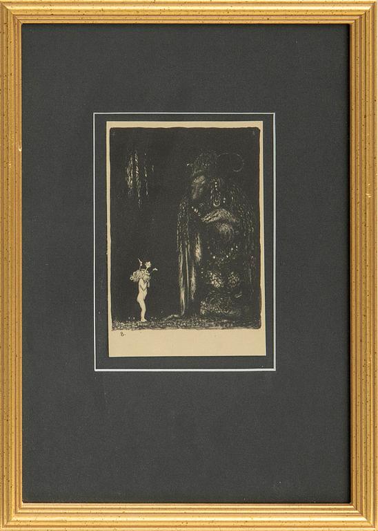 John Bauer, "-Such a miserable little pale-nose! said the troll.".