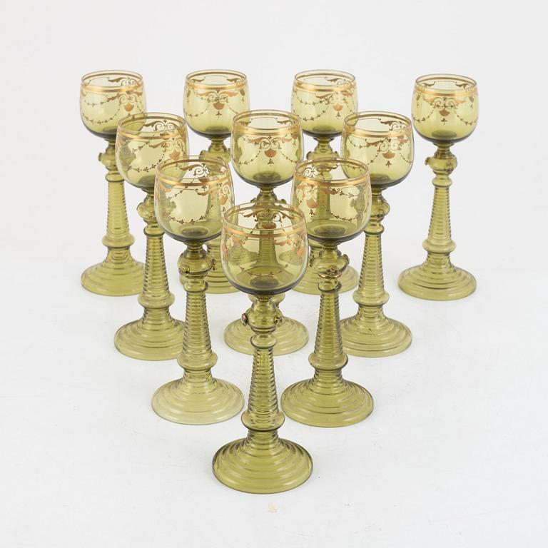 Remmare, 10 stycken, glas, 1900-tal.