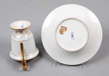 KOPPAR med FAT, 3 st, Meissen, 1800-tal.