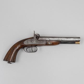 A double-barrelled percussion pistol, second half of the 19th century.