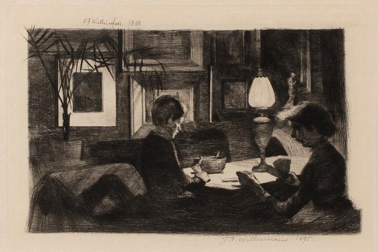 Jens-Ferdinand Willumsen, "Maleren Thorvald Wess - Dagligstue ved lys".