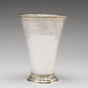 A Swedish 18th century parcel-gilt silver beaker, mark of Johan Berg, Stockholm 1775.