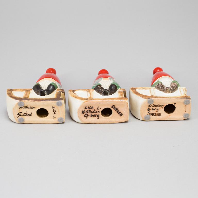 A set of three stoneware figurines by Lisa Larson for Gustavsberg.