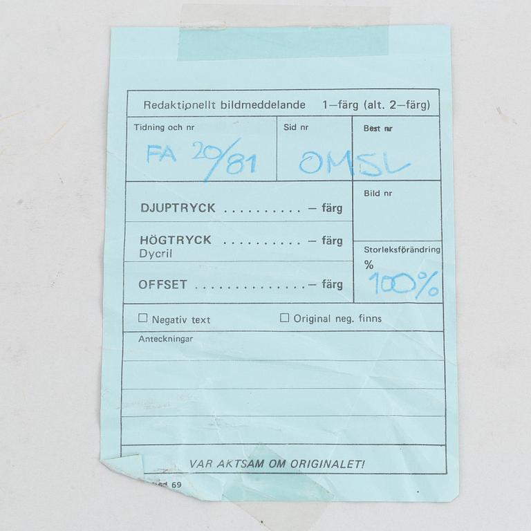 Rolf Gohs, gouache & inkk, 3, signed. Covers for Fantomen, 1980's.