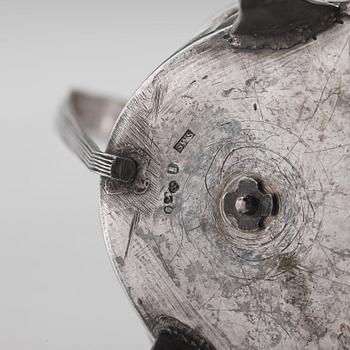 A Swedish 18th century silver and glass, cruet-set, mark of Stepan Westerståhle, Stockholm 1798.