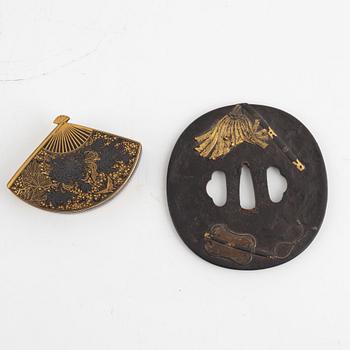 Ask, samt Tsuba, mei, Japan, Meiji (1868-1912).