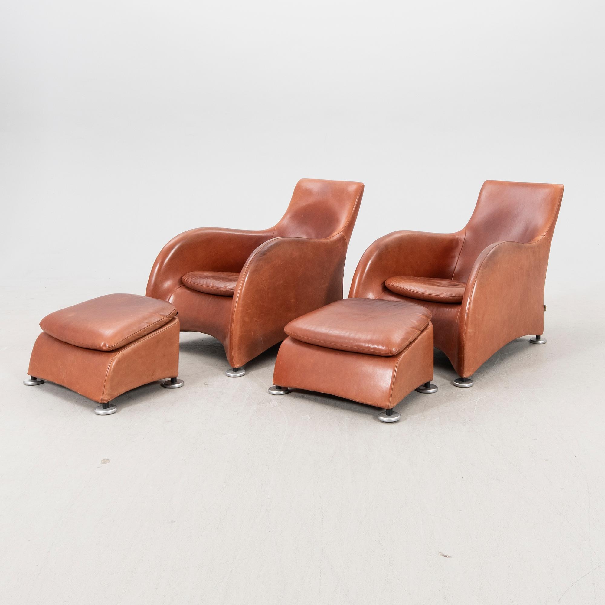 Gerard Van Der Berg, armchair with footstool 1 pair "Loge" for Montis Netherlands late 20th century.