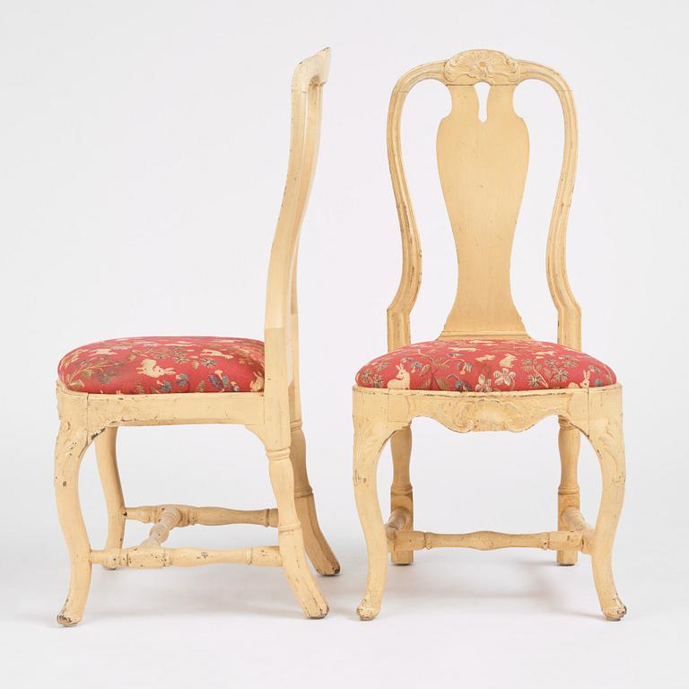 A set of five rococo chairs by P. Östeman (master in Stockholm 1748-76).