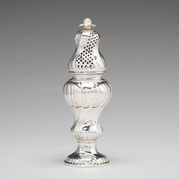 A Swedish 18th century silver sugar caster, mark of Jonas Thomasson Ronander, Stockholm 1757.