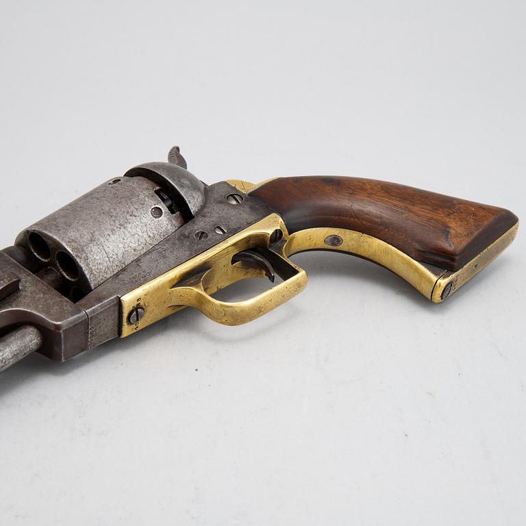 A Colt Dragoon first model percussion revolver with replacement barrel with British marks. serial no on other parts 4088.