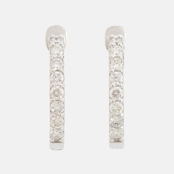 Brilliant cut diamond hoop earrings.