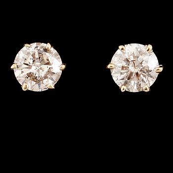 ÖRHÄNGEN, 1 par, 14 k guld, briljantslipade diamanter tot 0.92 ct.