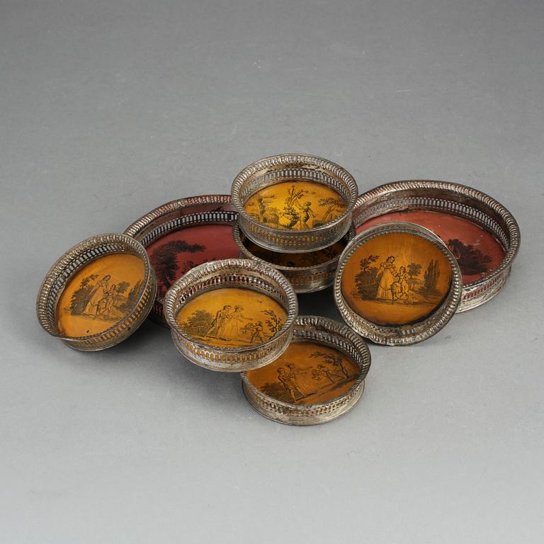 COASTERS, 8 st, England, 1800-tal.