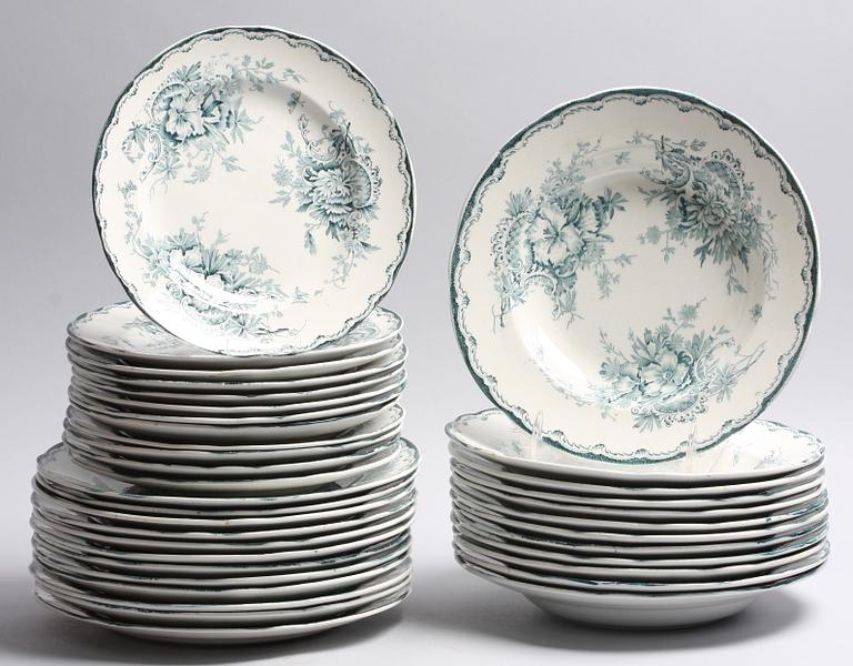 SERVISDELAR, 36 delar, flintgods, "Gröna Anna", Rörstrand.
