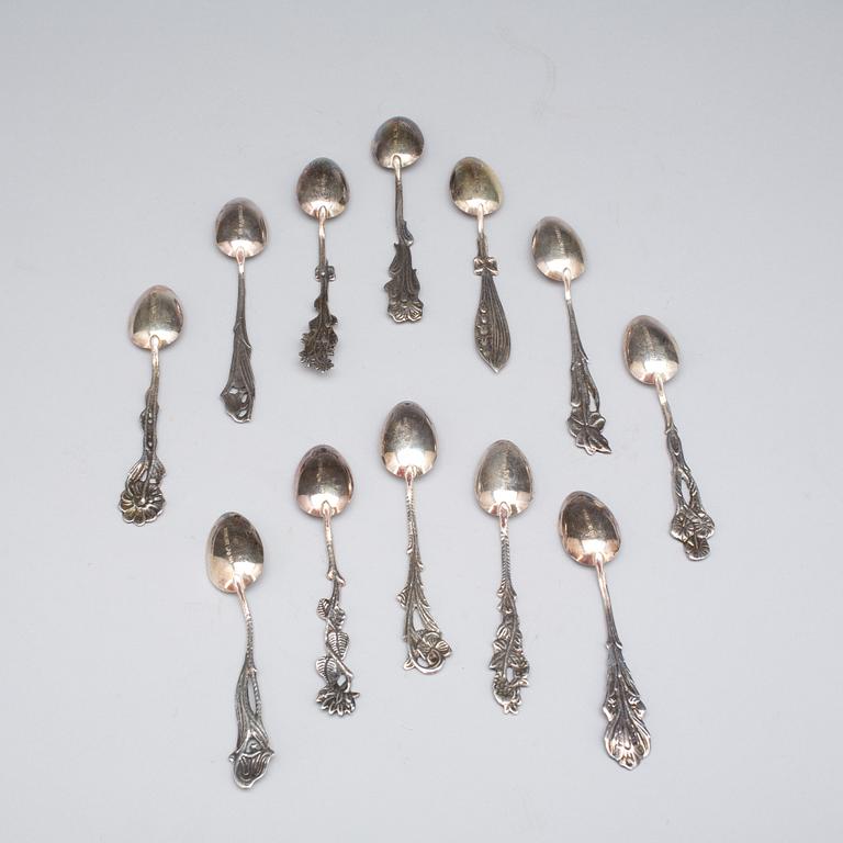 PARTI SILVER, 12+4 st, bl.a. GAB, Stockholm, 1908. Vikt tot ca 337g.