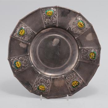FAT, nysilver med emaljdekor, jugend, 1900-talets första hälft.