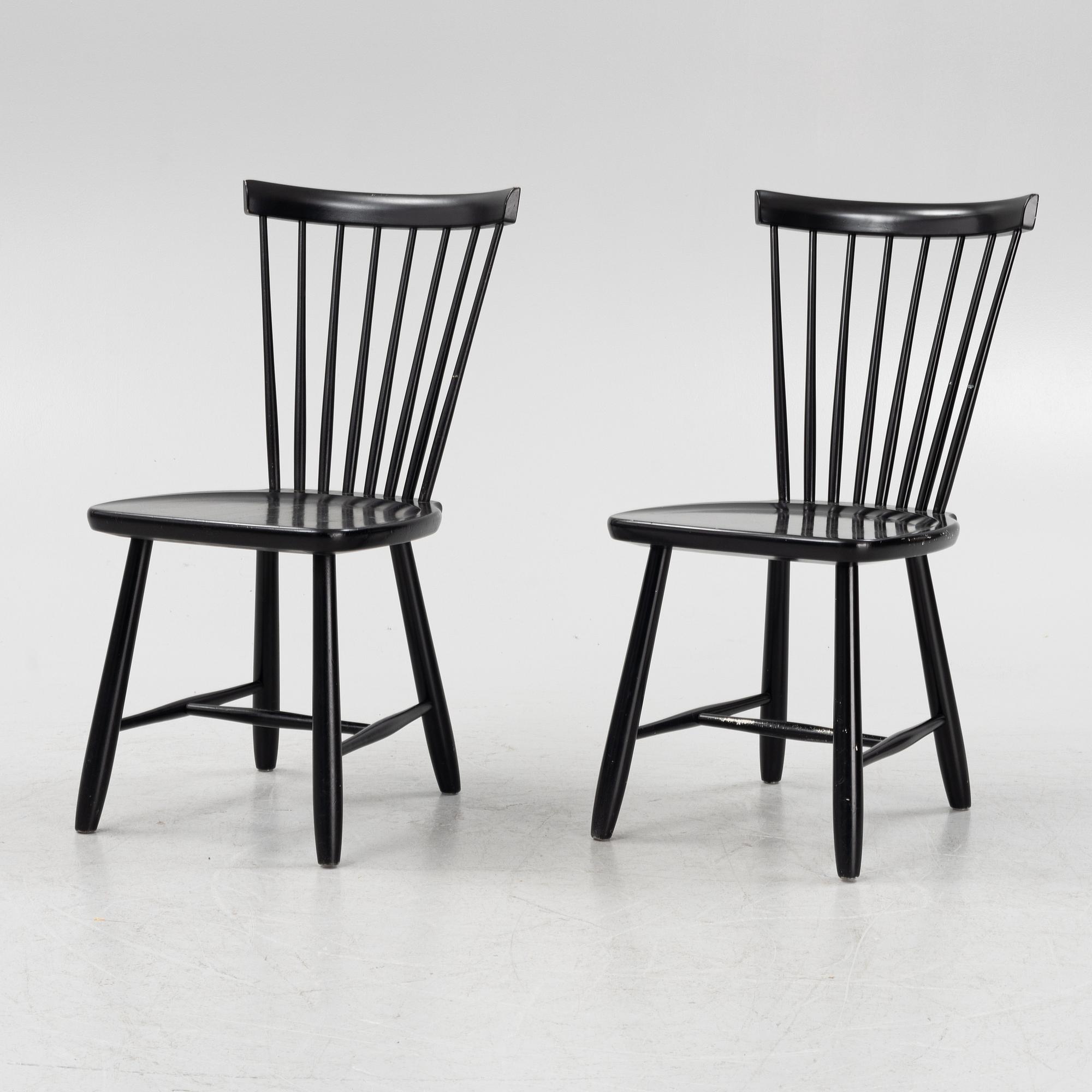 Carl Malmsten, six panted 'Lilla Åland' chairs from Stolab, dated 2009.