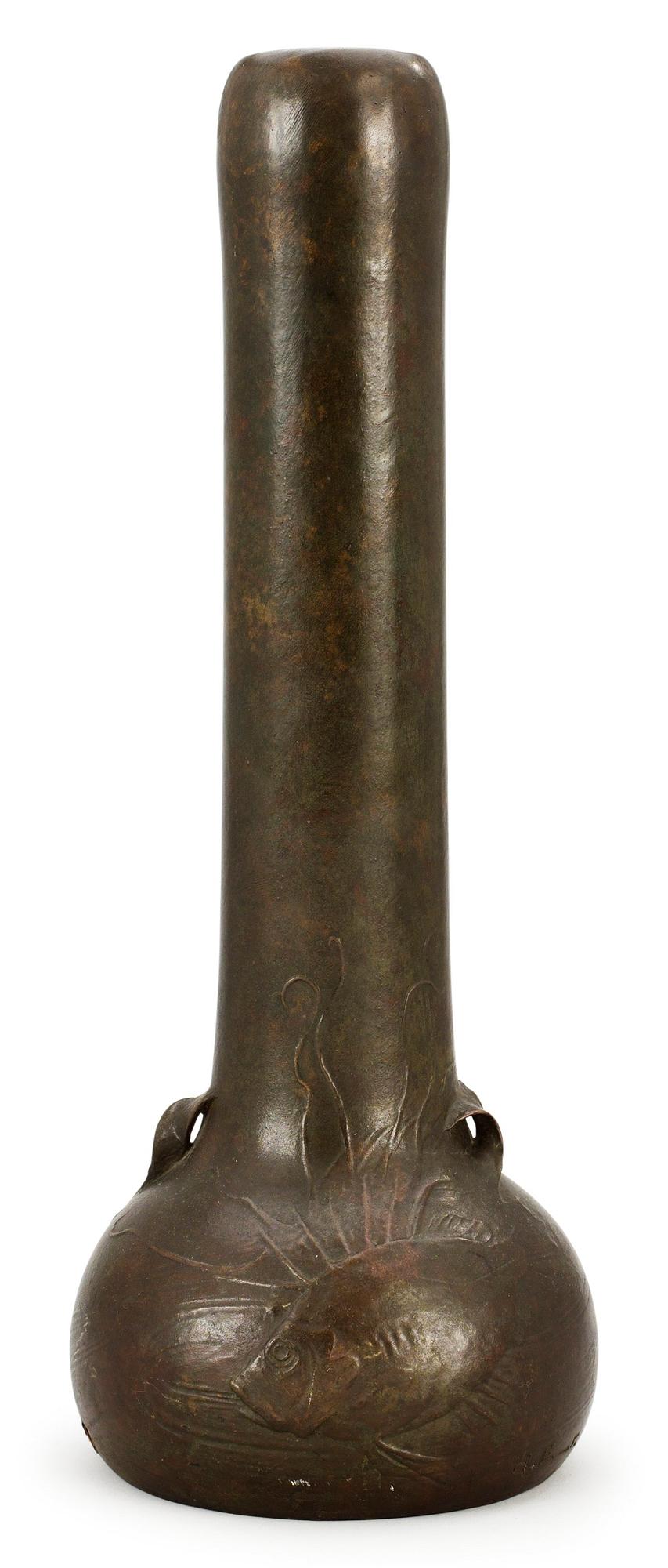 A Hugo Elmqvist bronze art nouveau vase, Stockholm.