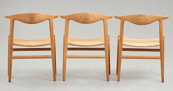 Hans J. Wegner, a set of six oak "Cowhorn Chairs", JH-505, Johannes Hansen, Denmark 1960's.
