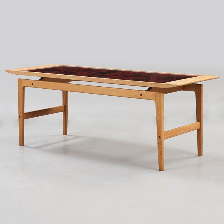 A Stig Lindberg & David Rosén enamel top oak table, Gustavsberg & Nordiska Kompaniet, Triva series, 1959.