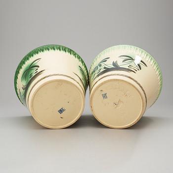 A pair of Arthur Percy creamware flower pots, 'Percy', Gefle, 1920's.