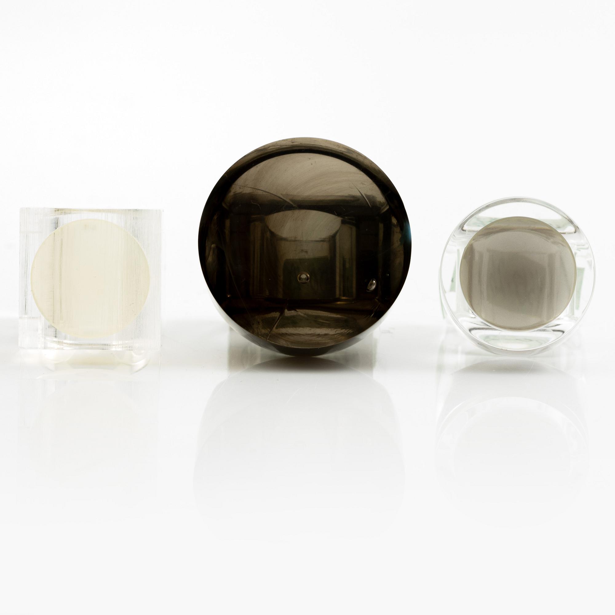 Siv Lagerström, tre ringar akrylplast, 1970-tal.