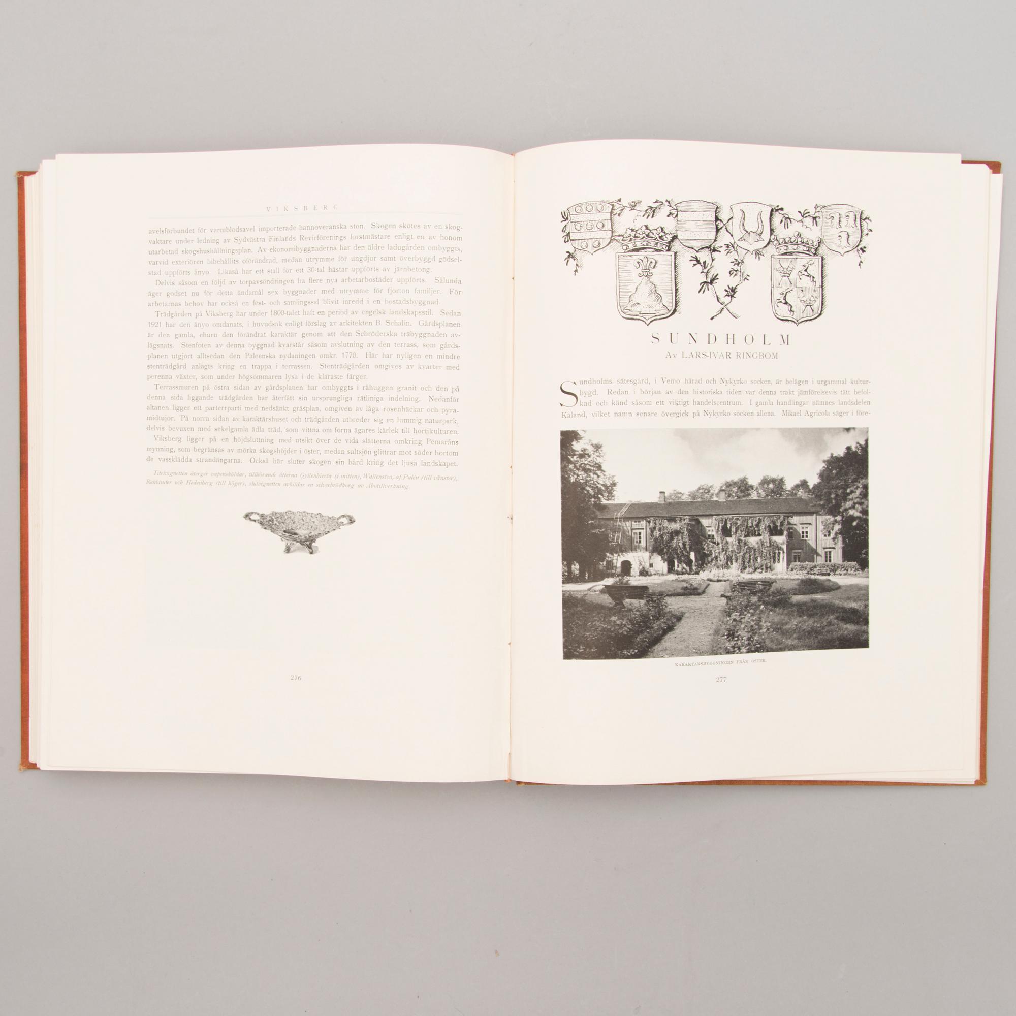 A three-volume book set about mansions in Finland "Herrgårdar i Finland", Helsinki 1928-29.