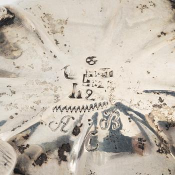 A Swedish Parcel-Gilt Silver Rococo Creamer and Salt Cellar, 18th century.