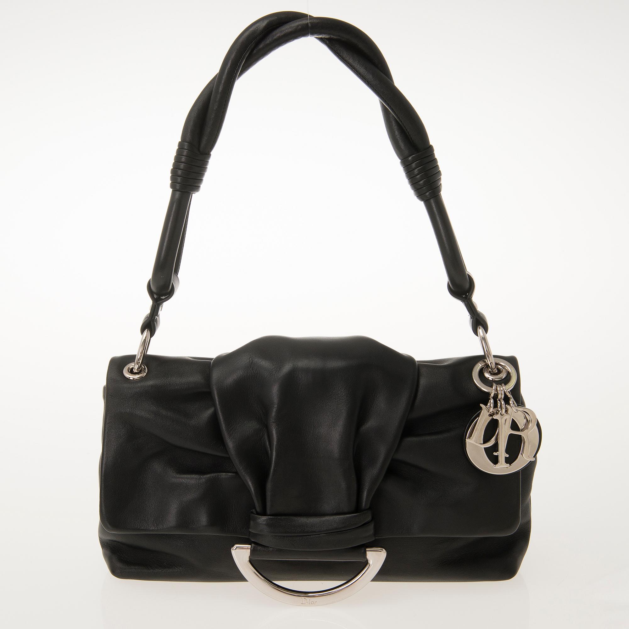 CHRISTIAN DIOR, Black Leather Demi Lune Small Flap Bag.