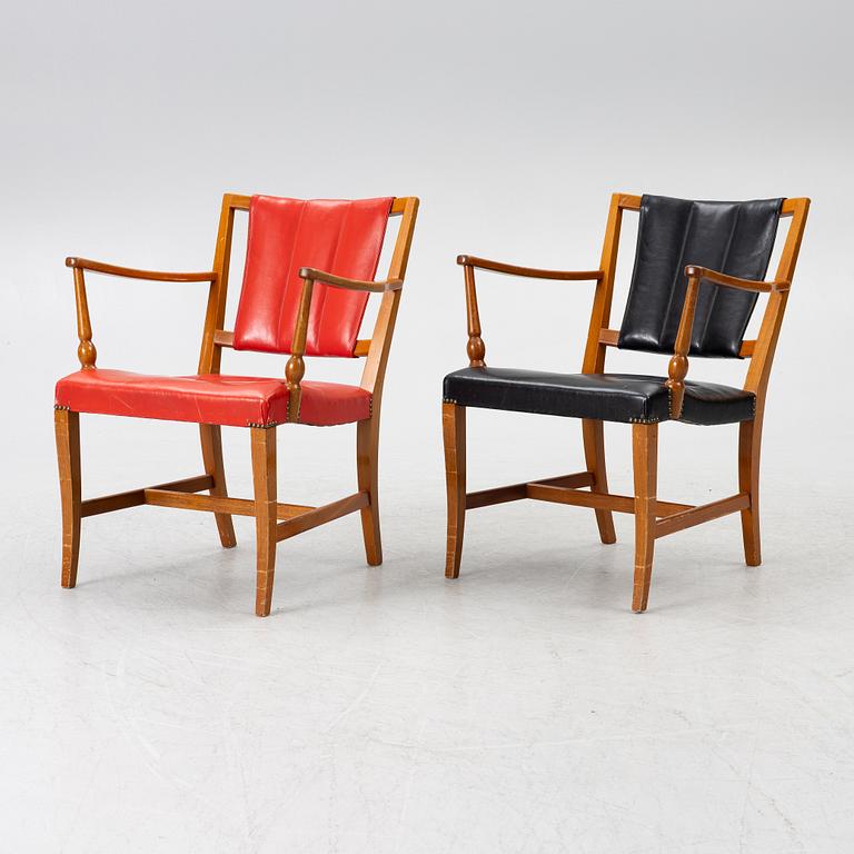Josef Frank, two armchairs, model B 2067, Svenskt Tenn pre 1985.