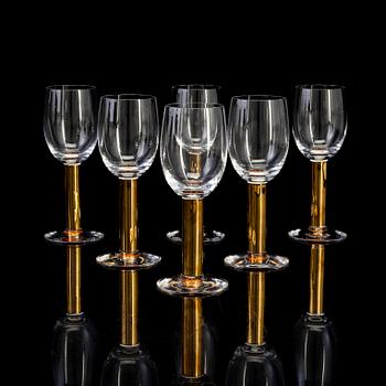 Six Gunnar Cyrén 'Nobel' wine glasses, for Orrefors.