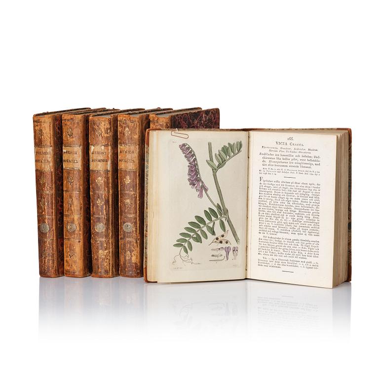 Books, 'Svensk Botanik af JW Palmstruch & VW Venus', 6 volumes (5+1), early 19th century. Provenance Estrid Ericson.