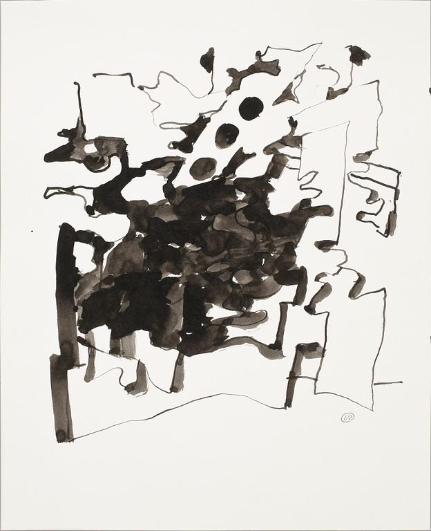 LENNART RODHE, tuschteckning, monogramsign.