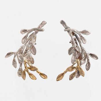 Silver leaf earrings, Etsuko Minowa,