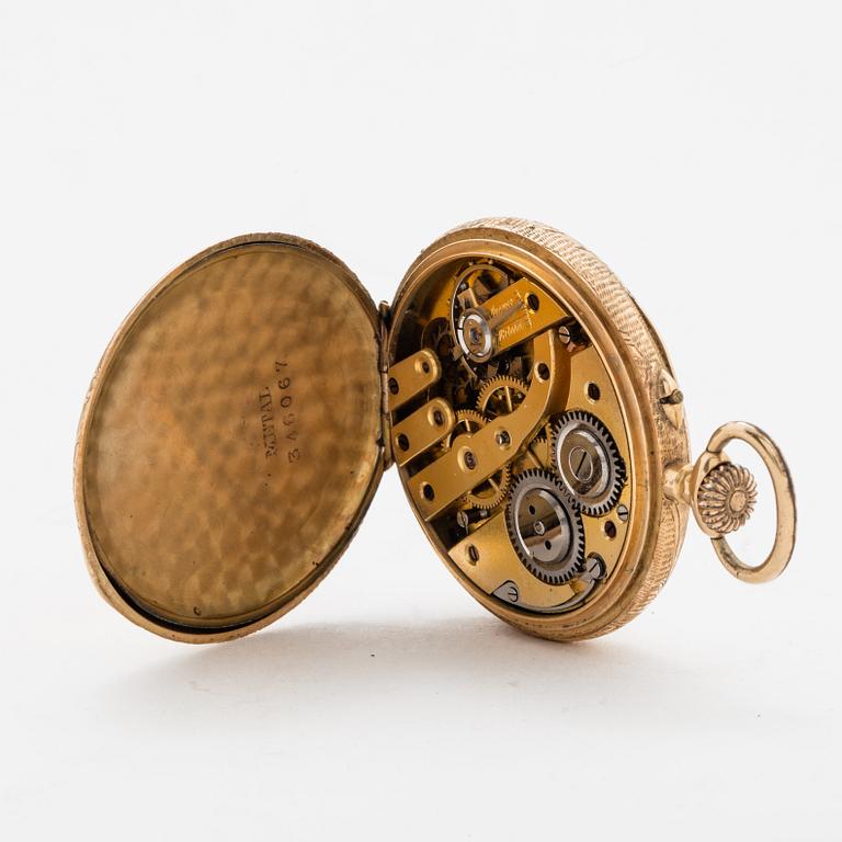 A 34 mm pocket watch.