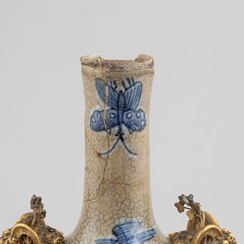 A porcelain and bronze vase, Japan and France late 19th Century.